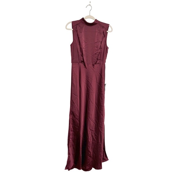 NWT Lulus Classic Elegance Wine Red Satin Maxi Dress Size M - Picture 3 of 5